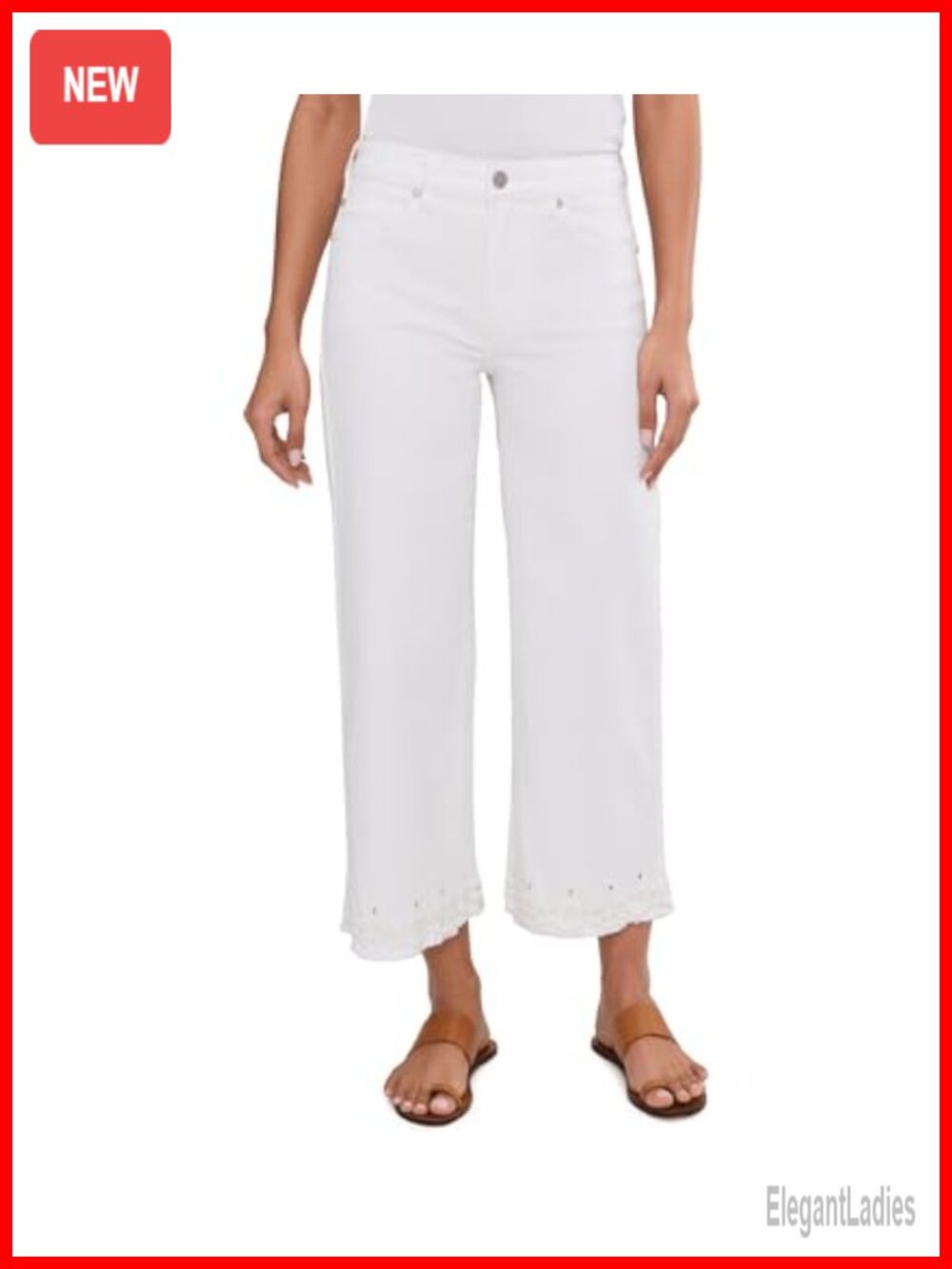Liverpool Stride Mid-Rise Crop Wide Leg Jeans Embroidered Hem